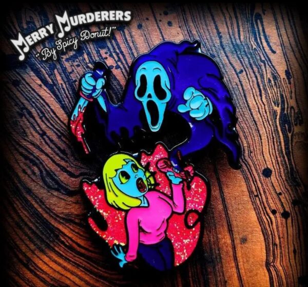 GOSH GOLLY GHOSTFACE NEON VARIANT ENAMEL PIN SPICY DONUT